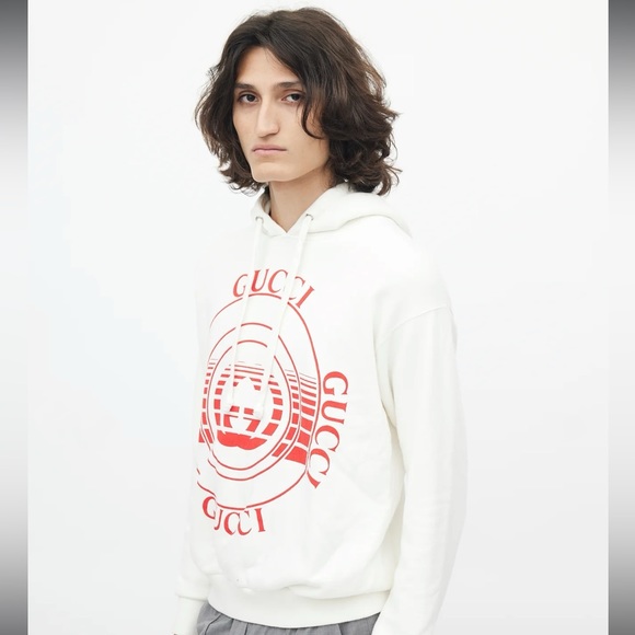GUCCI White & Red Logo Hoodie size XS - Picture 3 of 9